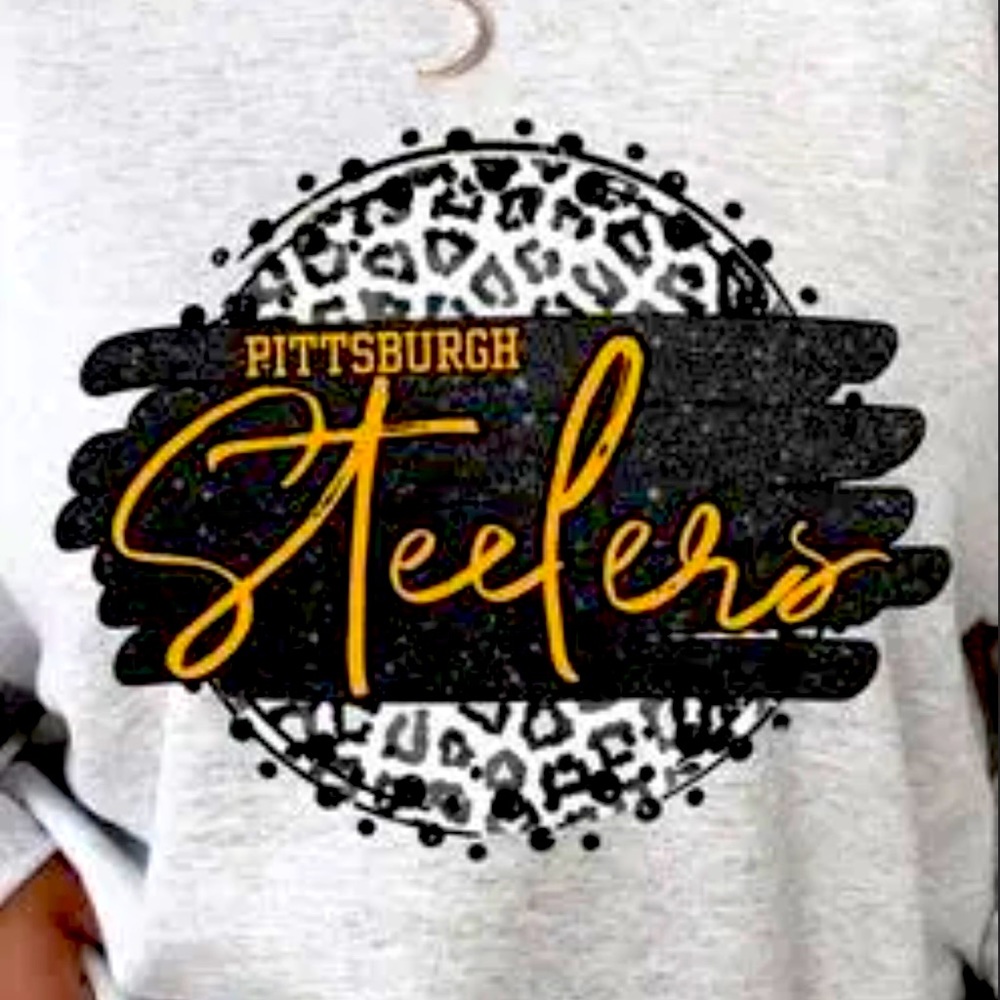 Pittsburgh Steelers Sweatshirt Gray Glitter Leopard